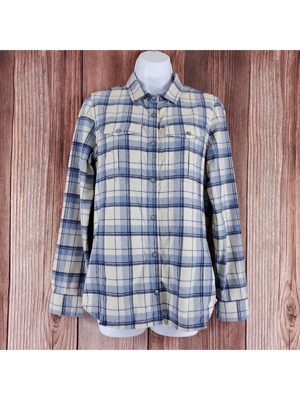 ibex Womens Size Small Taos Wool Blend Plaid Snap Button Long Sleeve Shirt